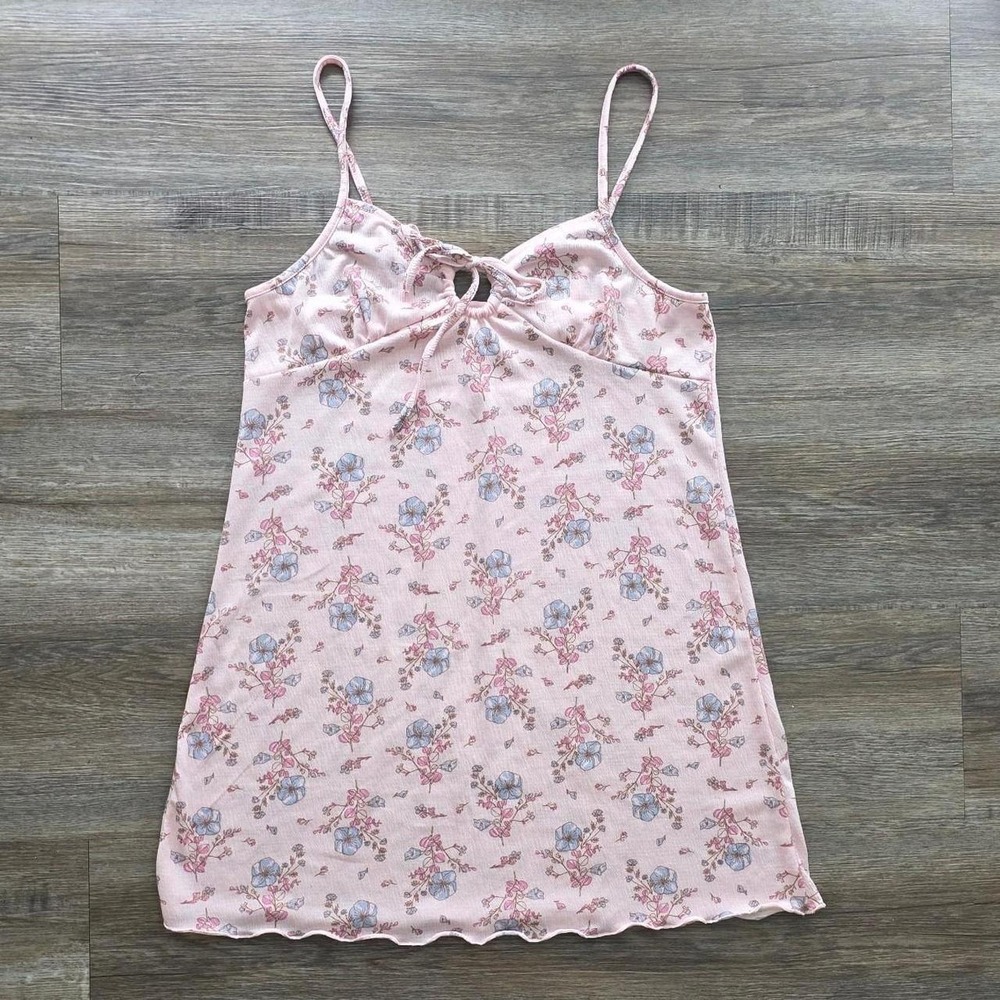 Pink Coquette Ditsy Floral Cottagecore Cami Slip Dress Lettuce Hem XL
